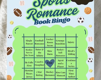Bingo de reto de lectura - Rastreador de libros de romance deportivo - Estética de fútbol en acuarela - Página de diario de lectura digital e imprimible, Club de lectura