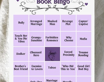 Bingo definitivo de tropos literarios de romance oscuro, desafío de lectura imprimible, desafío de lectura de romance, descarga instantánea en PDF, regalo literario