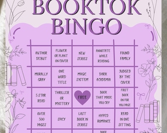 Tablero de bingo imprimible de BookTok, seguimiento del reto de lectura, juego para amantes de los libros