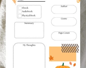 Reseña de libros de otoño imprimible: registro de lectura, diario de lectura (descarga en PDF)