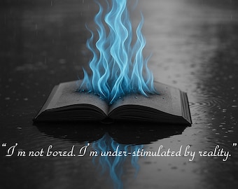 Heilende Blaue Flamme Buchkunst • Surreale druckbare Kunst • Graustufen digitaler Download LESEN SIE BESCHREIBUNG