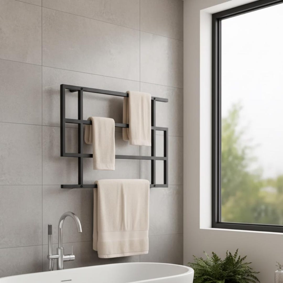 Modern Wall Mounted Towel Rack - Minimalist Bathroom Storage Shelf - Etsy