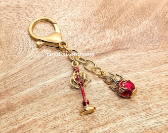 Feng Shui - 2026 Ksiddigarbha Fireball & Staff Amulet Keychain Modelo 3D