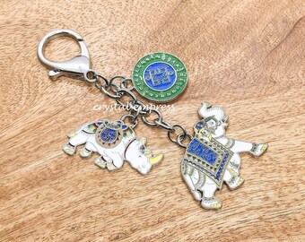 Feng Shui - Llavero con amuleto de rinoceronte y elefante activo 2026 (plano)