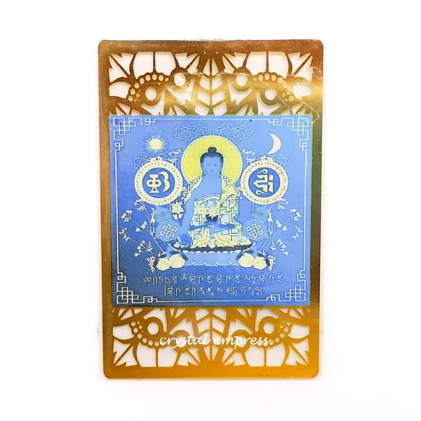 Feng Shui - 2 pcs 2024 Medicine Buddha Gold Mantra Card (Metal)