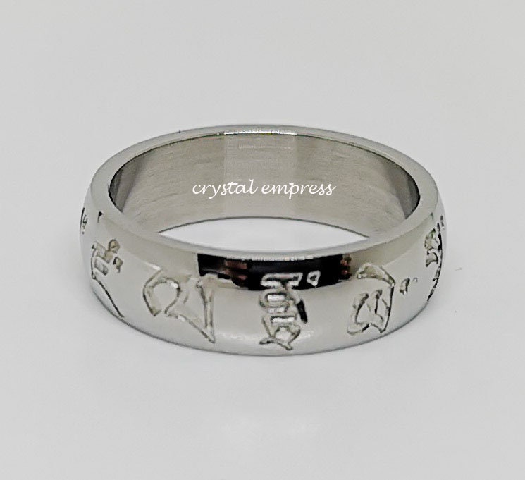 Manthar Rind Feng Shui - White Dzambala Wealth Mantra Ring (stainless Steel) - Etsy