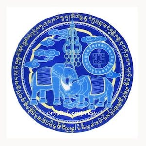 Feng Shui - 6 peças Anti Roubo Elefante Azul e Rinoceronte Adesivo de Carro