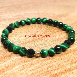 Feng Shui - 6mm Grünes Tigerauge Mala Armband