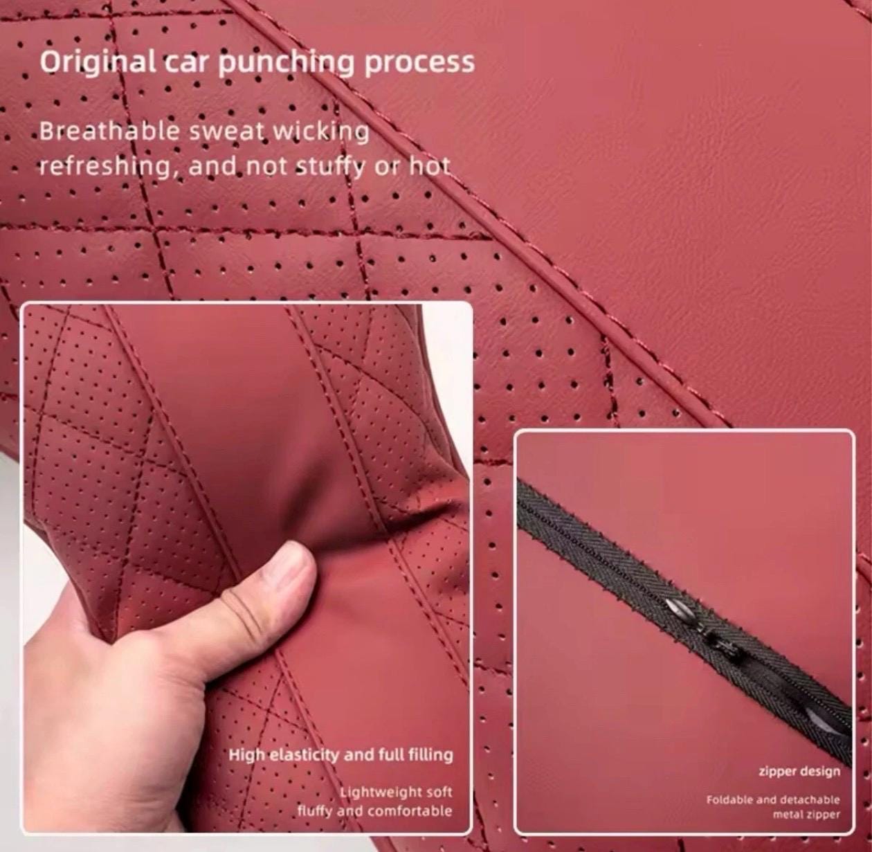 191, Beige black) High Density Leather Car Headrest Neck Pillow Suitable For Mercedes-Benz on