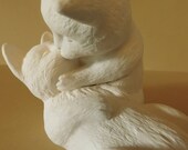 Ceramic bisque , Loving CATS, unpainted, Handmade