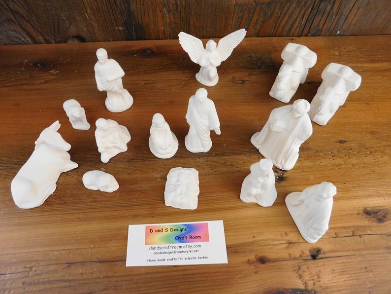 Christmas Ceramic bisque NATIVITY SET 14 piece unpainted Etsy