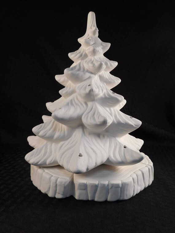 12 inch Ceramic Christmas tree unpainted bisque with stand and Etsy