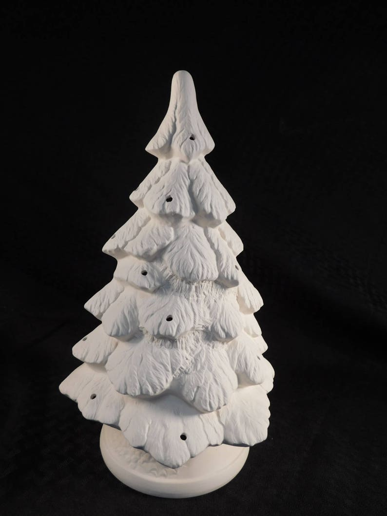 11 inch Ceramic Christmas tree unpainted bisque with stand and Etsy