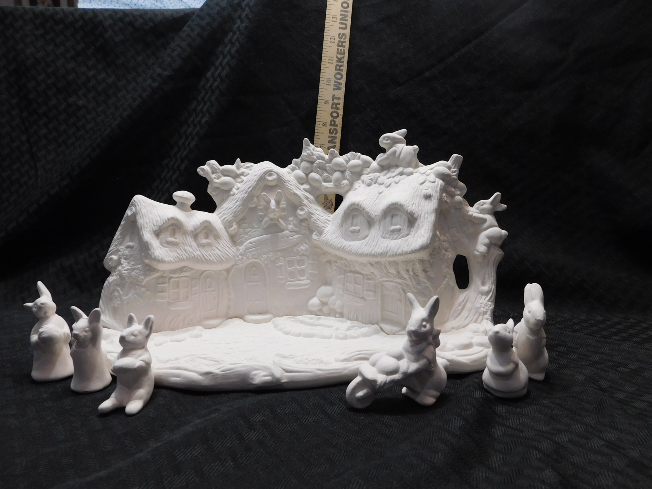 Handmade ceramic bisque retro decorative Easter bunny house Etsy