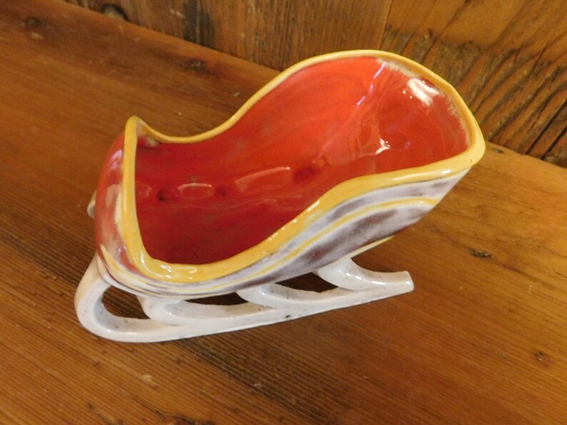 Handmade ceramic santa's sleigh candy dish. Etsy