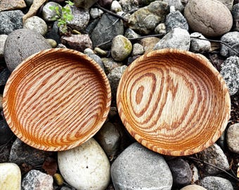 Handgedrehtes Schalen-Set aus Eichenholz | Handgemachte rustikale Catchall-Schalen | Natürliche weiße Eiche Snack-Schalen | Handwerker Holz Ring Schale Set | Wohndekor