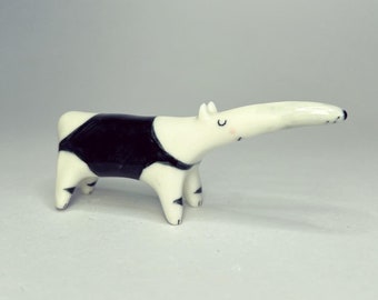 Ceramic anteater ring holder totem