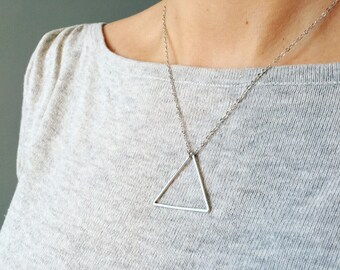Silver or Gold geometric triangle necklace