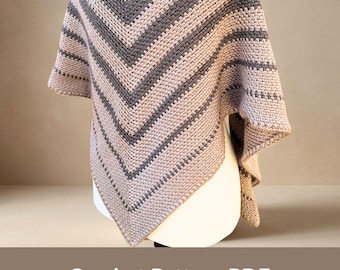 Striped Shawl Crochet Pattern Gradient Modern Wrap Colorblock Shawl Stash Buster Colorwork DK Yarn Tutorial Beginner Friendly PDF Download