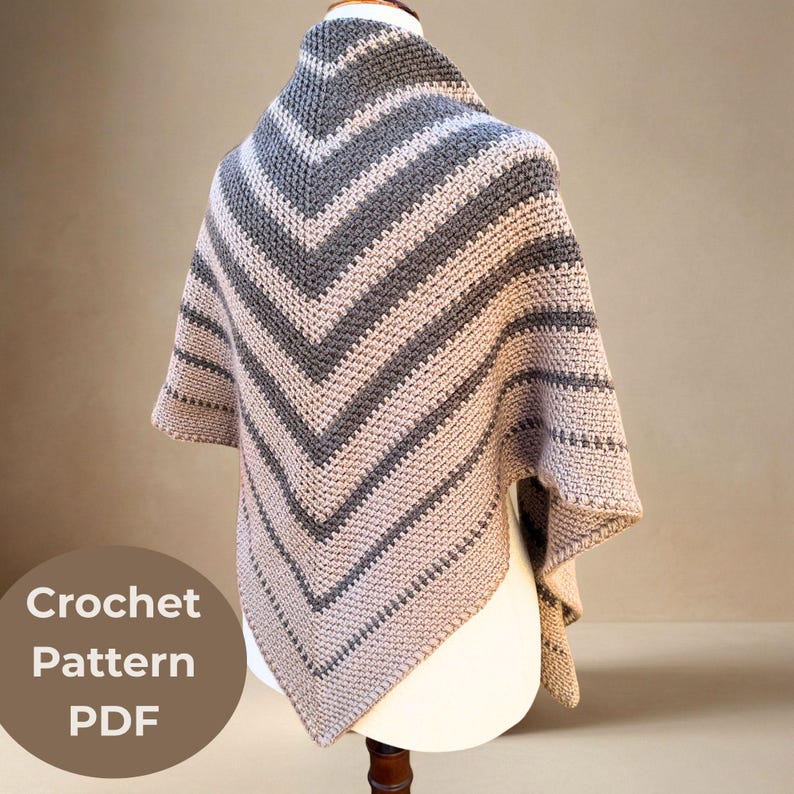 Triangle Crochet Shawl Pattern Beginner Friendly Guide Dk Yarn Crochet Wrap Design Modern Minimalist Boho Style Earthy Aesthetic Pdf Download Instant Digital Tutorial Handmade Clothing Accessory Instructions Advanced Beginner Level Step By