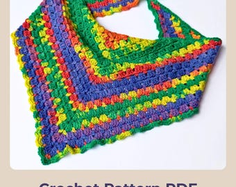 Crochet Bandana Pattern Easy Granny Stitch Headband for Festival Boho Bandana Scarf Crochet Tutorial Beginner Friendly Pattern PDF Download