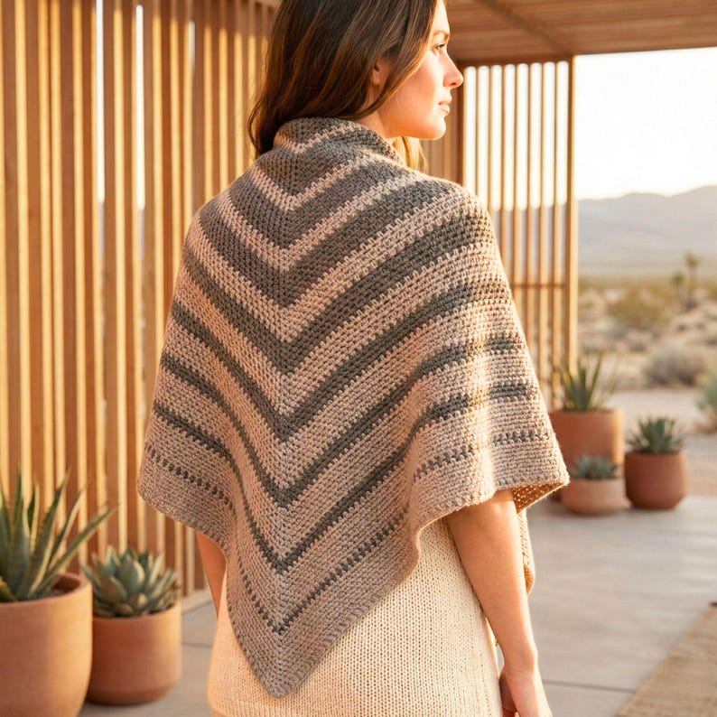 Boho Modern Crochet Pattern Triangle Shawl Design Minimalist Earthy Style Guide Dk Yarn Wrap Pattern Beginner Friendly Tutorial Instant Pdf Download Digital Instructions Handmade Wearable Accessory Advanced Beginner Level Easy Crochet