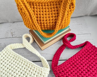 Crochet Bag Pattern Beginner Friendly Handbag Chunky Yarn Tutorial Pdf Download Digital Instant Purse Tutorial Super Bulky Project