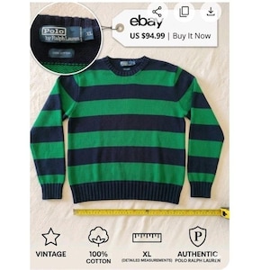 Polo Ralph Lauren Green Stripe Sweater - Etsy