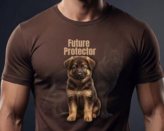 Adorable German Shepherd Puppy Shirt for GSD Dog Lovers, Graphic Tee, Future Protector Design