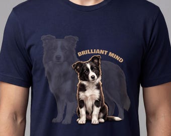 Border Collie Puppy Graphic Tee, Brilliant Mind Dog Lover Gift, Intelligent Herding Breed Shirt