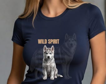 Siberian Husky Puppy Shirt, Husky Dog Lover Gift, Wild Spirit Graphic Tee, Arctic Breed