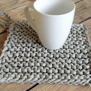 PDF KNITTING PATTERN easy knit rope potholder, big stitches knitting.