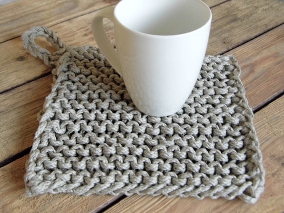 PDF KNITTING PATTERN Easy Knit Rope Potholder, Big Stitches Knitting. 