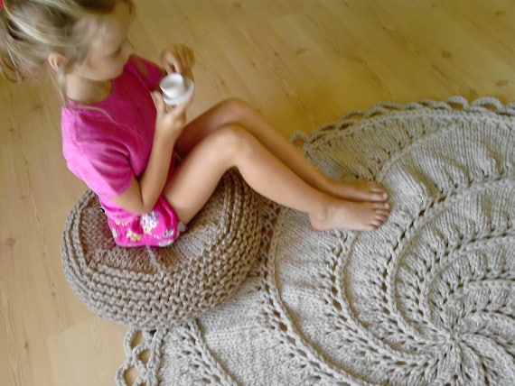 Grobstrick Stricken Teppich Handarbeit Wolle Teppich Grau Etsy