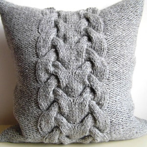 PDF Knitting Pattern, Cable knit pillow cover BACKBONE, 16 x 16, button image 4