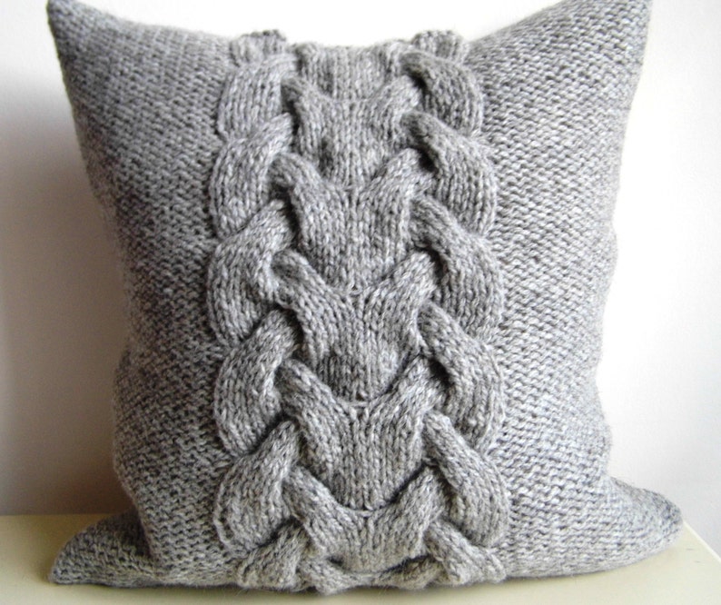 PDF Knitting Pattern, Cable knit pillow cover BACKBONE, 16 x 16, button image 4