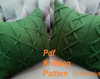 PDF Knitting Pattern, Cable knit pillow cover pattern *Our life paths intersect*, 18 x 18, zipper