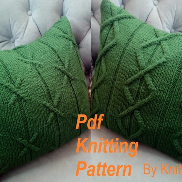 PDF Knitting Pattern, Cable knit pillow cover pattern *Our life paths intersect*, 18 x 18, zipper