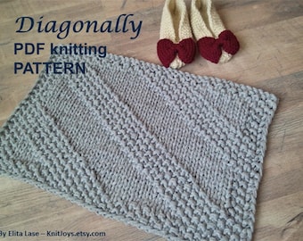 Diagonal Knit Bath Mat Pattern, Beginner Rug (PDF Pattern)