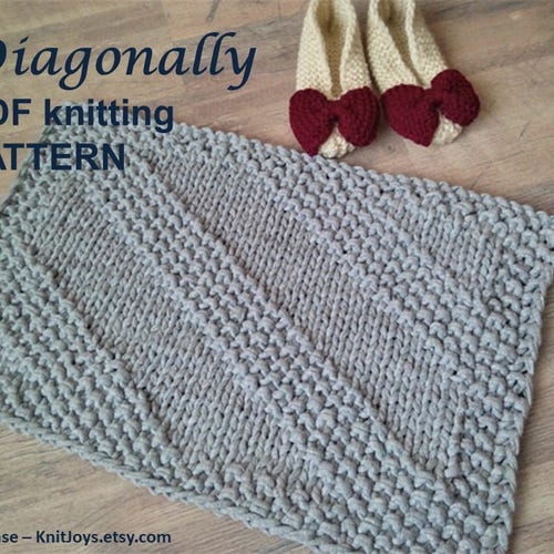 Rug Knitting Pattern PDF Waves. Beginners Bath Mat Knitting Etsy