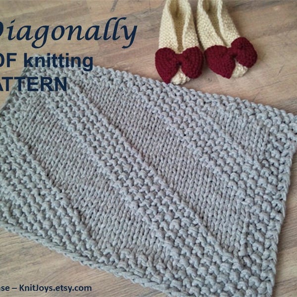 Bath mat knitting pattern PDF beginners knitting pattern rug pattern Diagonally