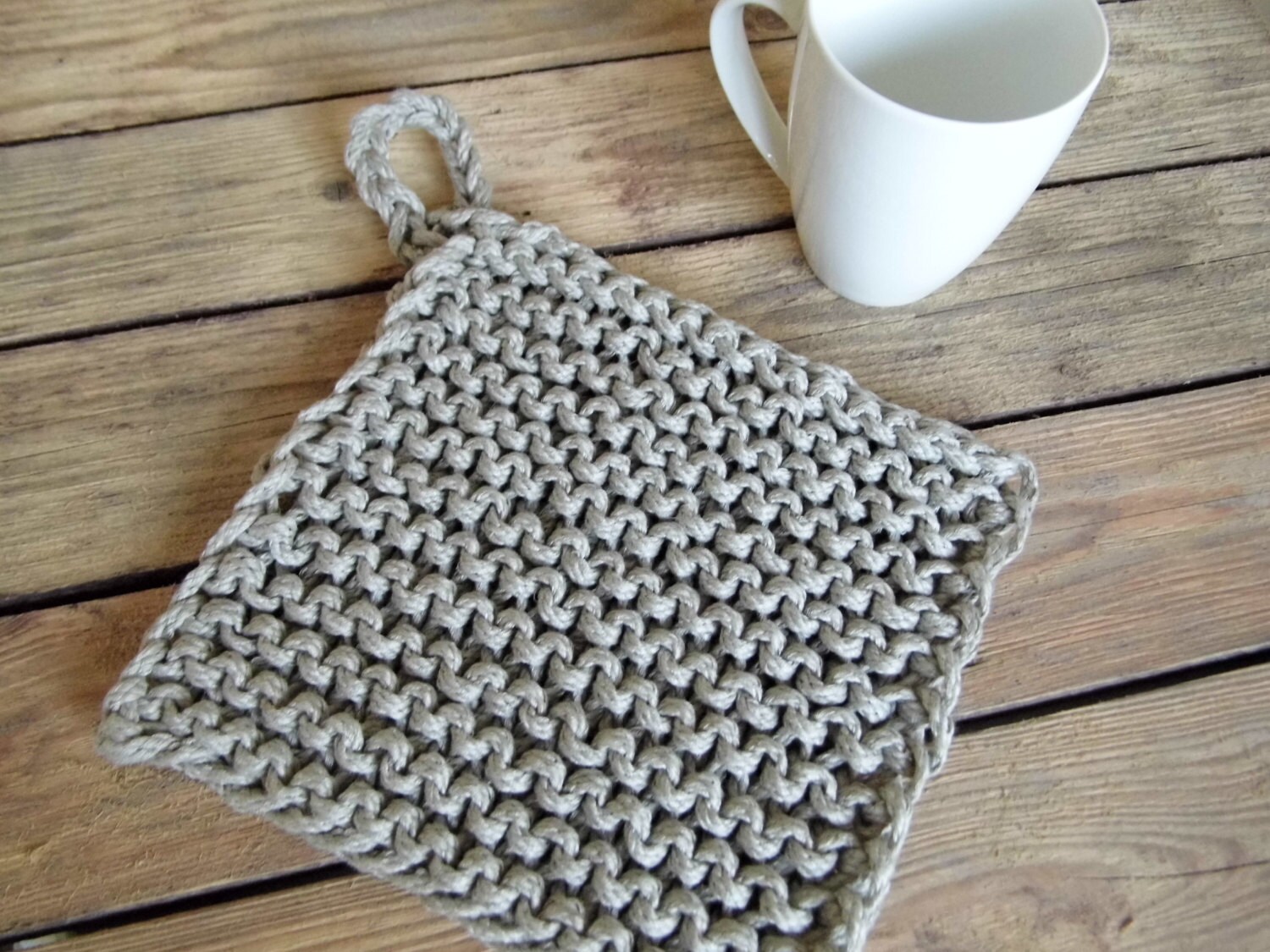 PDF KNITTING PATTERN Easy Knit Rope Potholder, Big Stitches Knitting ...