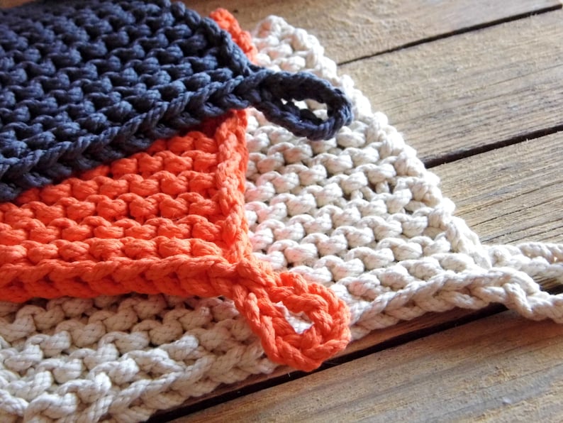 Chunky Potholder Table Mat Hand Knitted in Gray 100 Cotton Etsy