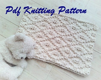 Rug knitting pattern PDF, Diamond Rug. Beginners bath mat knitting pattern.