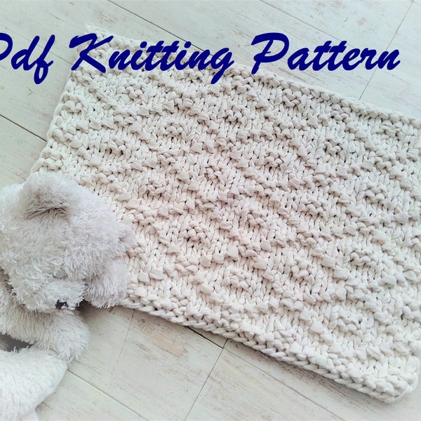 Rug knitting pattern PDF, Diamond Rug. Beginners bath mat knitting pattern.