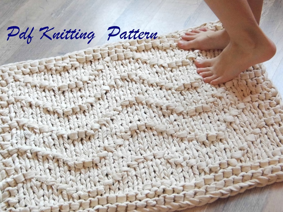 Rug Knitting Pattern PDF, Waves. Beginners Bath Mat Knitting Pattern