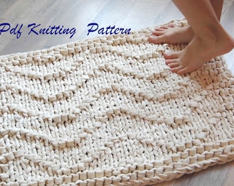 Chunky Knit Waves Rug Pattern, Beginners Bath Mat (PDF Pattern)