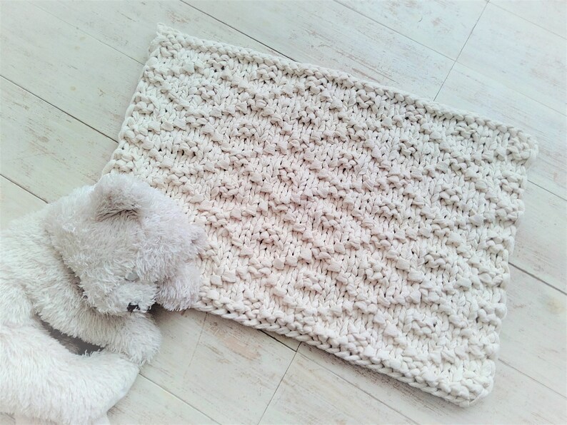 Hand Knit Rope Rug Rectangular Chunky Soft Natural Cotton Big Etsy