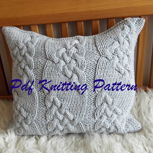 Patrón de tejido en PDF, funda de almohada de punto trenzado n.º 1, 20 x 20, botón