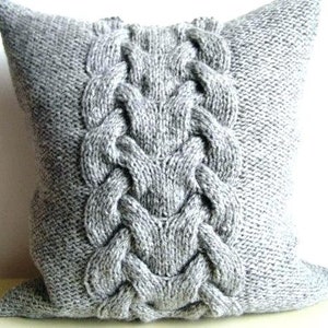 PDF Knitting Pattern, Cable knit pillow cover BACKBONE, 16 x 16, button image 2